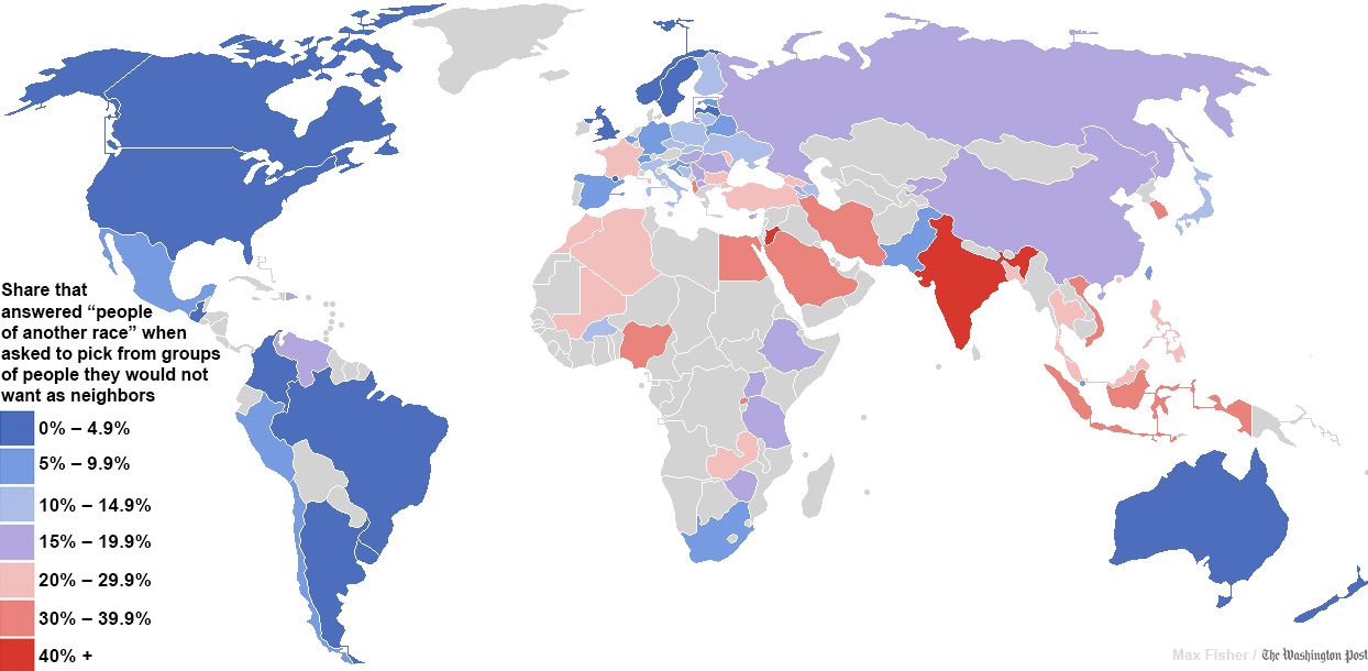 racial tolerance world map